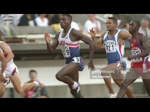 100m.Mistrzostwa Świata w Stuttgarcie 93r.Carl Lewis, Linford Christie i  Andre Cason.