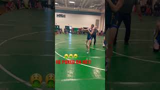 Wrestler pukes on another wrestler while getting pinned!!!  Barfed all over him! He threw up on me!!