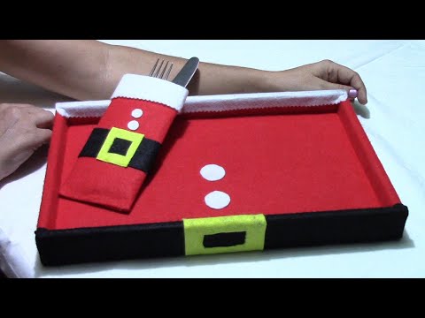 Bandeja y porta cubiertos navideño