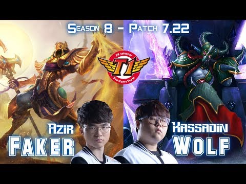 SKT T1 Faker AZIR vs SKT T1 Wolf KASSADIN Mid - Patch 7.22 KR Ranked