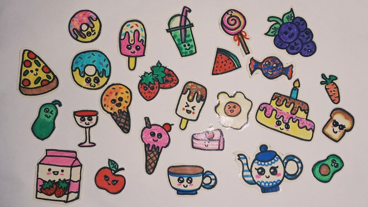 DIY food stickers | DIY kawaii food stickers | Make stickers at home