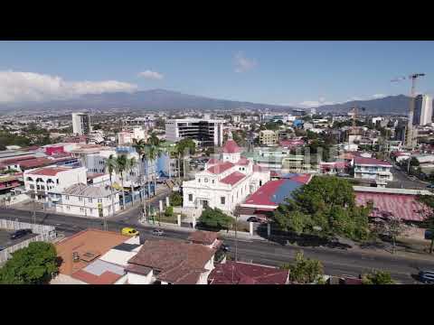 Costa Rica - San Jose, Santa Teresita Church Drone [4K] Stock Footage 1