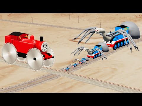 Cursed Thomas the Tank EXE Vs Big & Small Vs Saw Wheel Thomas the Tank Rail Tracks - BeamNg.Drive