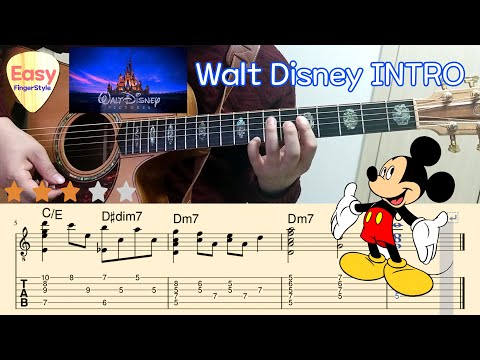 🔴Walt Disney intro /Disney Opening Theme/ Easy Fingerstyle Guitar Turotial / TAB /디즈니 인트로!! #shorts