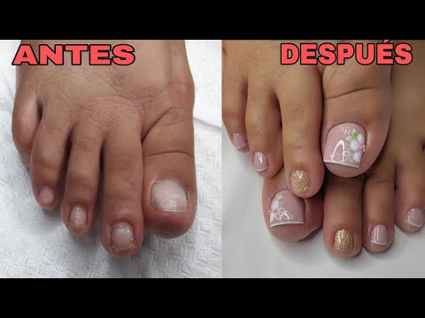Como hacer PEDICURA completa en CLIENTA /ALARGAMIENTO de uña con acrílico + SEMIPERMANENTE 😍