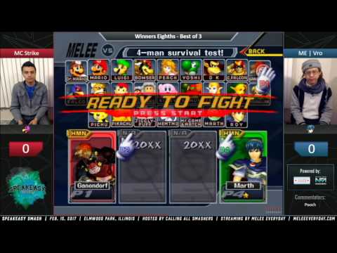 Speakeasy Smash [2/15/17] - ME | Vro (Marth) vs. MC Strike (Falco) - SSBM - Winners Eighths