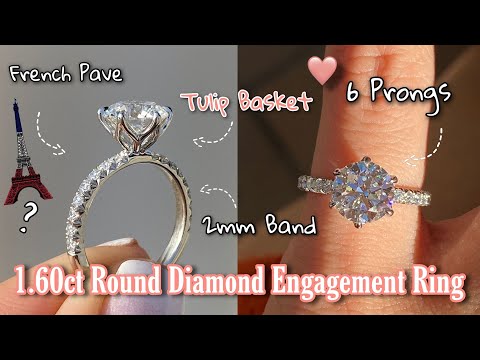 What is FRENCH Pave? |1.60ct Round Diamond Tulip Flower French cut Pave Engagement Ring