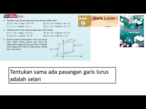 KSSM Matematik Tingkatan 3 Bab 9 garis lurus tentukan adalah selari uji minda 9.1d buku teks