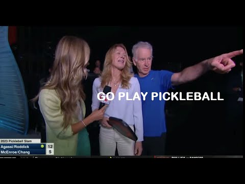 Tennis Legend Steffi Graf on Pickleball Court with Agassi, Roddick, Michael Chang, McEnroe