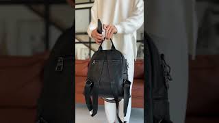 Шкіряний жіночий молодіжний рюкзак чорний на кожен день 94413 Tiding Bag