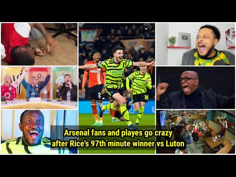 Arsenal fans and playes go crazy after Declan Rice's 97th minute winner vs Luton Town! ⚡️