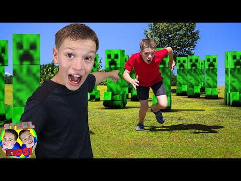 Creeper Army Invasion! Minecraft in Real Life Adventure! | Steel Kids