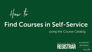 How to Find Course in Self-Service