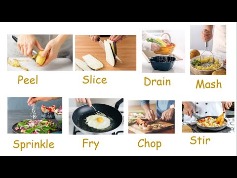 Kitchen and Cooking Verbs Vocabulary.