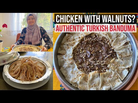 Traditional Turkish "Banduma" Rolled Phyllo With Chicken & Walnuts