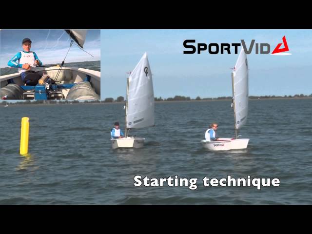 Great optimist sailing starting technique!