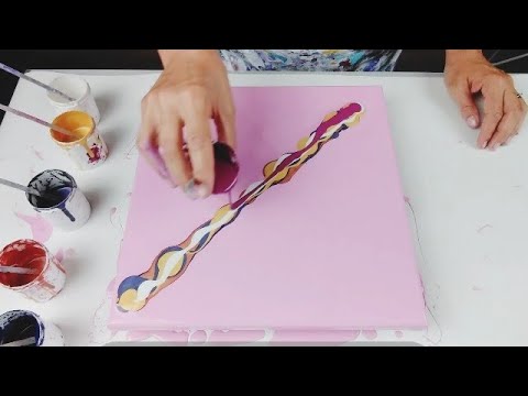 Violet Dutch Pour, AMAZING iridescent cells, beautiful negative space, acrylic paint pour, fluid art