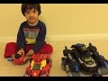 Kid playing with Remote control toys Batman Imaginext Batbot
