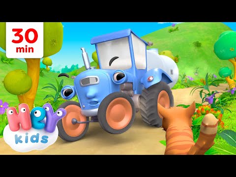 Big blue tractor left the farm 🚜 | Animal Songs for Kids | HeyKids Nursery Rhymes