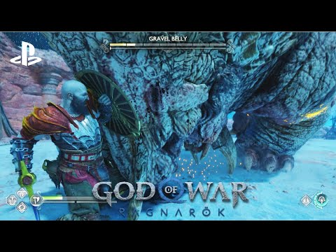 God of War Ragnarok - Kratos vs Gravel Belly Boss Fight
