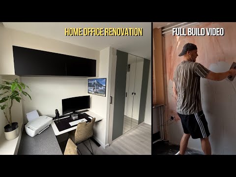 DIY Home Office Build - From Empty Room to Multifunctional Workspace - Full Build