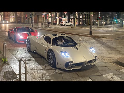 Pagani Utopia driving, loud sound and acceleration in Milan!