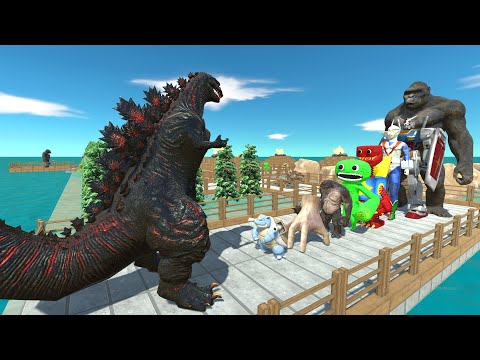 Shin Godzilla vs Hand Wednesday PYRAMID DEATH RUN - Animal Revolt Battle Simulator