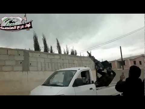 تصدي كتيبة الخلفاء الراشدين التابعة للواء درع العاصمة للطيران الحربي في سماء بلدة المنصورة في ريف دمشق