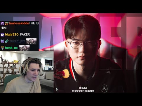 xQc Reacts to 5x League of Legends World Champion "Faker" Re-Signing with T1 through 2029