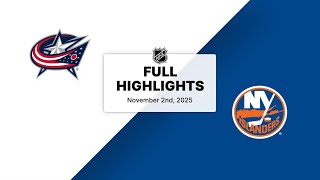 NHL Highlights | Blue Jackets vs. Islanders | November 02, 2025