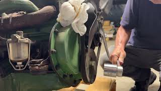 1940 Studebaker Champion Business Coupe hand cranking engine to show it turns freely