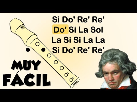 👉 Himno de la Alegría de Beethoven 🎶 flauta dulce fácil, tutorial con animación + notas