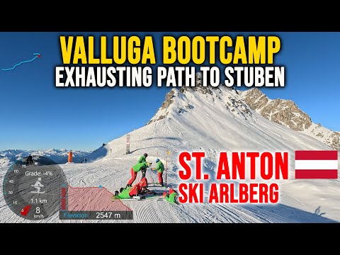 [4K] Skiing St. Anton, Valluga Bootcamp Exhausting Path to Stuben, Ski Arlberg Austria, GoPro HERO13