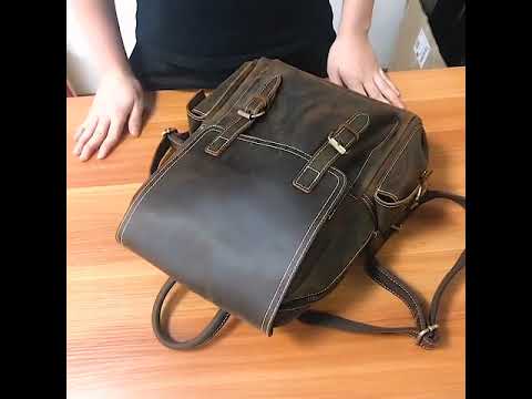 Mens Leather Backpack With Flap Closure
