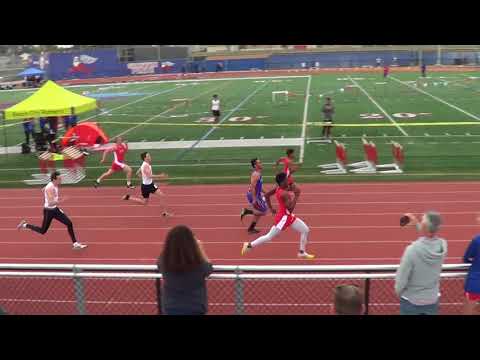 JVB 100m Heat 3 vs Servite & Rosary 3-7-18 - Los Alamitos Boys