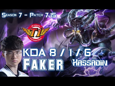 SKT T1 Faker KASSADIN vs TWISTED FATE Mid - Patch 7.15 KR Ranked