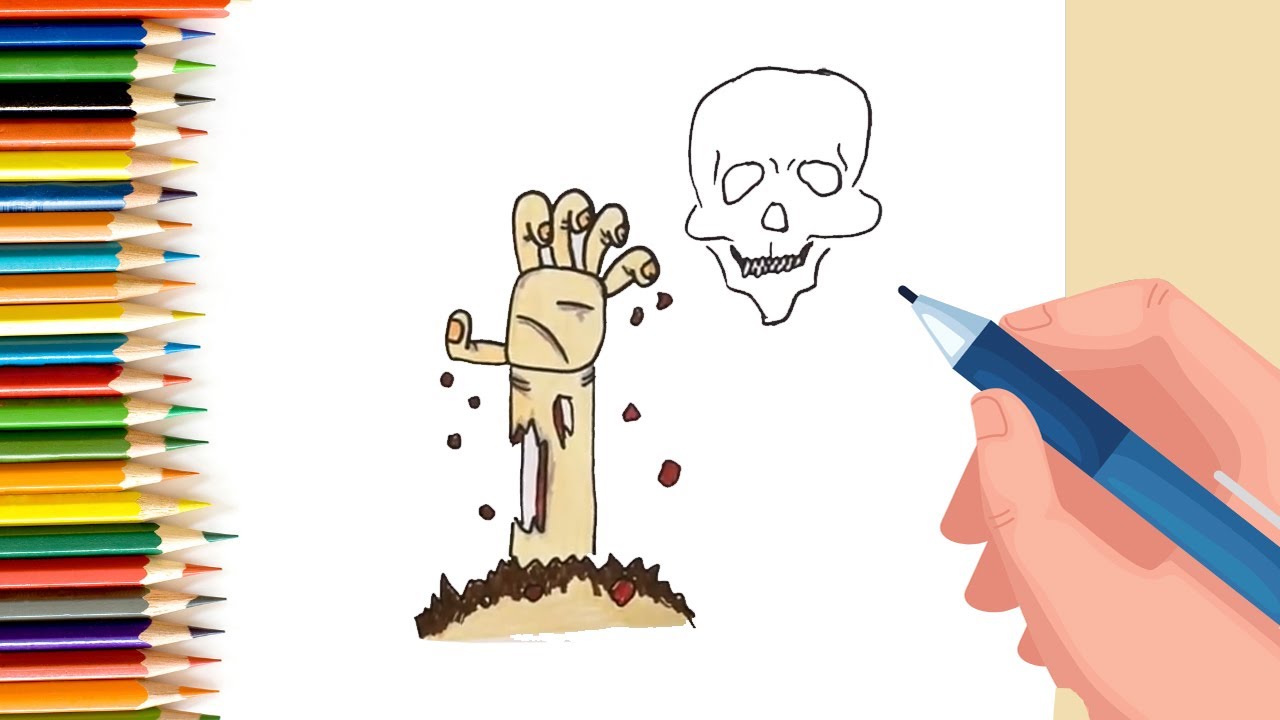 How to draw halloween zombie hands for Kids