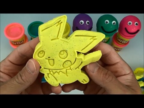 Sparkle Play Doh Smiley Faces with Pokemon Pichu ピチュー Molds Fun Creative for kids Video