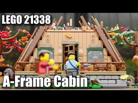 LEGO 21338 A-Frame Cabin Animated Speedbuild | LEGO Ideas Cabin | Blender Geometry Nodes Animation