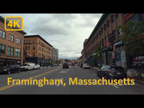 Driving in Downtown Framingham, Massachusetts - 4K60fps