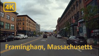 Driving in Downtown Framingham, Massachusetts - 4K60fps