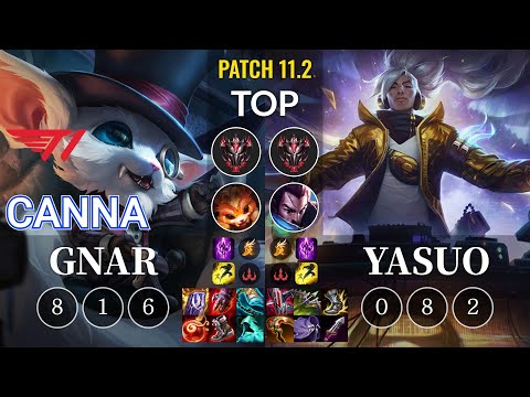 T1 Canna Gnar vs Yasuo Top - KR Patch 11.2