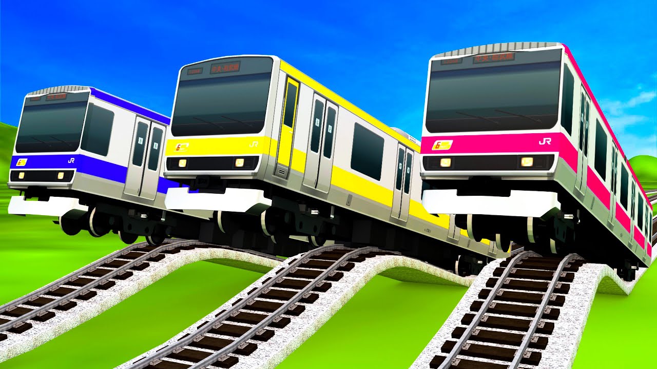 【踏切アニメ】重なってでこぼこ線路を走る阪神電車【カンカン】 Railroad Crossing Animation