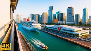 🛳️ How Does a Giant Ship Park So Smoothly? | Virgin Voyages Cruise Arrives in Miami Port [4K]