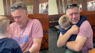 Grandson Surprises His Grandpa At Restaurant