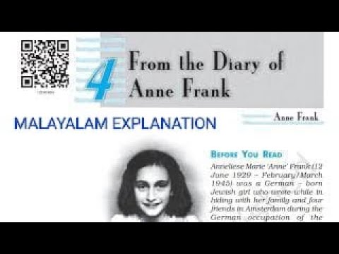 FROM THE DIARY OF ANNE FRANK /MALAYALAM EXPLANATION/NCERT CLASS 10 ENGLISH UNIT4