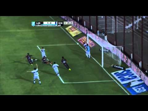 Pasquini casi amplía de tiro libre. Lanús 1 - Gimnasia 0. Primera División 2015. FPT
