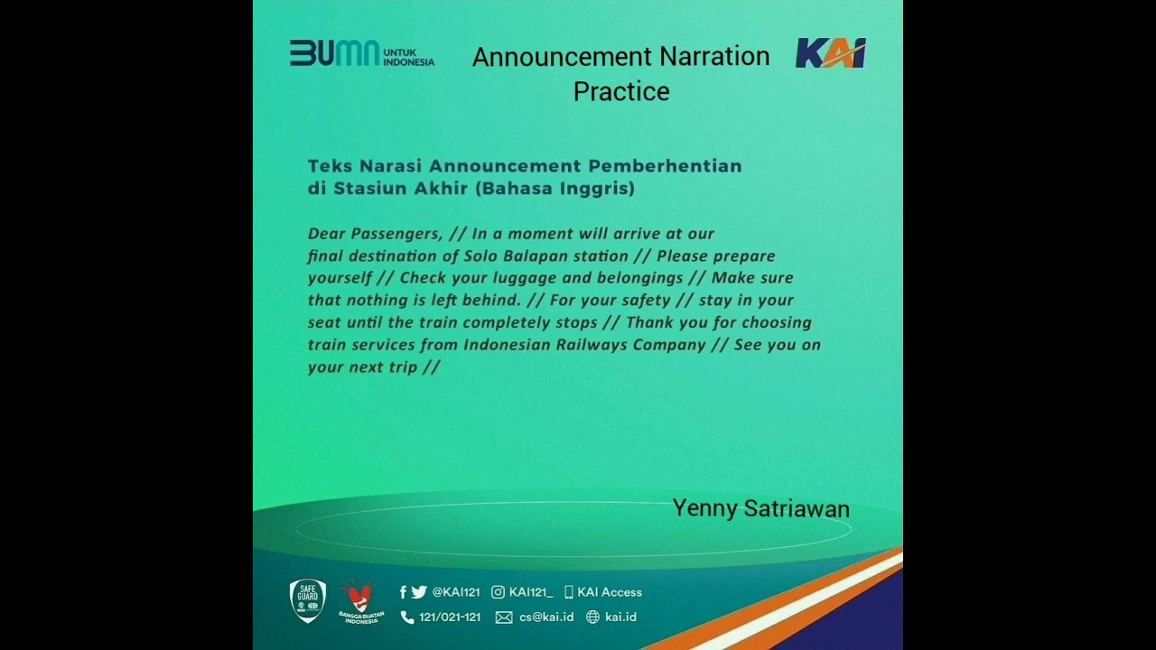 Announcement Narration Practice: 