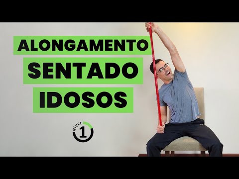 AULA DE ALONGAMENTO SENTADO COM CABO DE VASSOURA | Exercícios para idosos | Nível 1