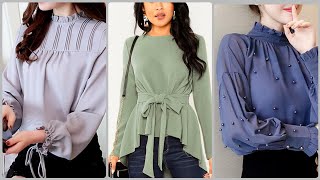 Casual top & shirts/ Long Sleeve Shirt With beautiful Sleeves/ women's outfits design